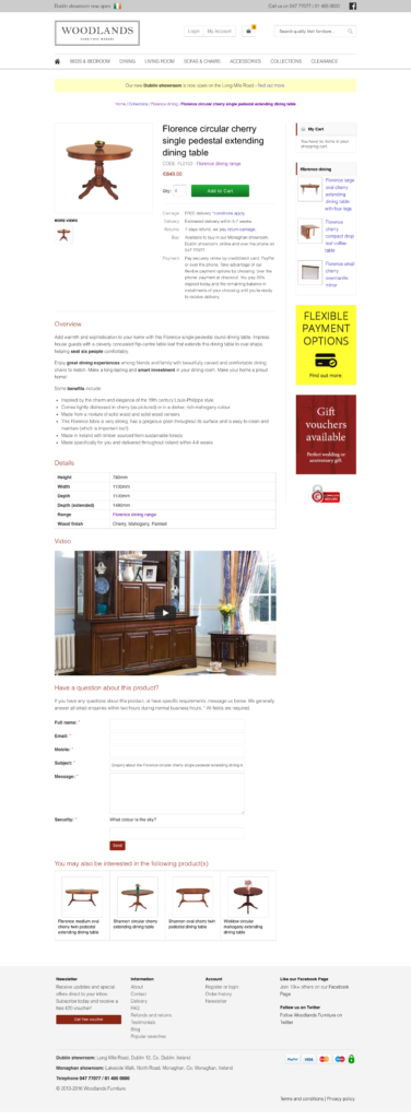 Woodlands Furniture product page